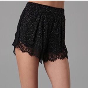 DVF black beaded lace trim shorts